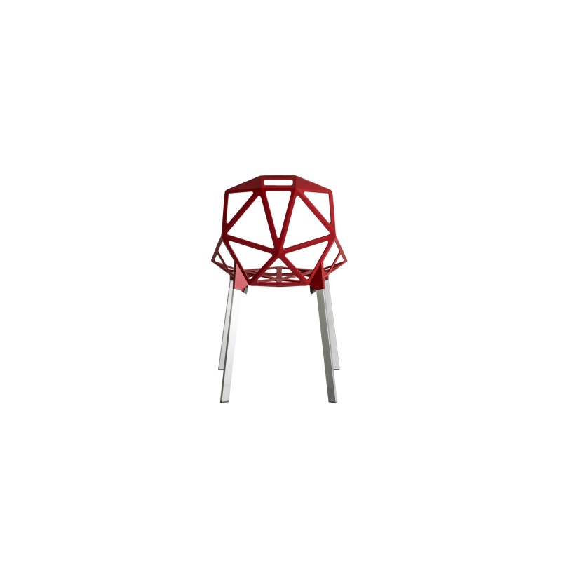 Chair_One red / legs natural aluminium slide 1