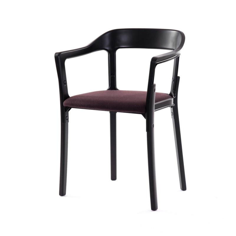 Steelwood Chair with seat upholstered