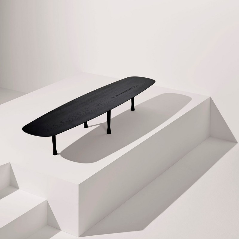 Long coffee table Black ash