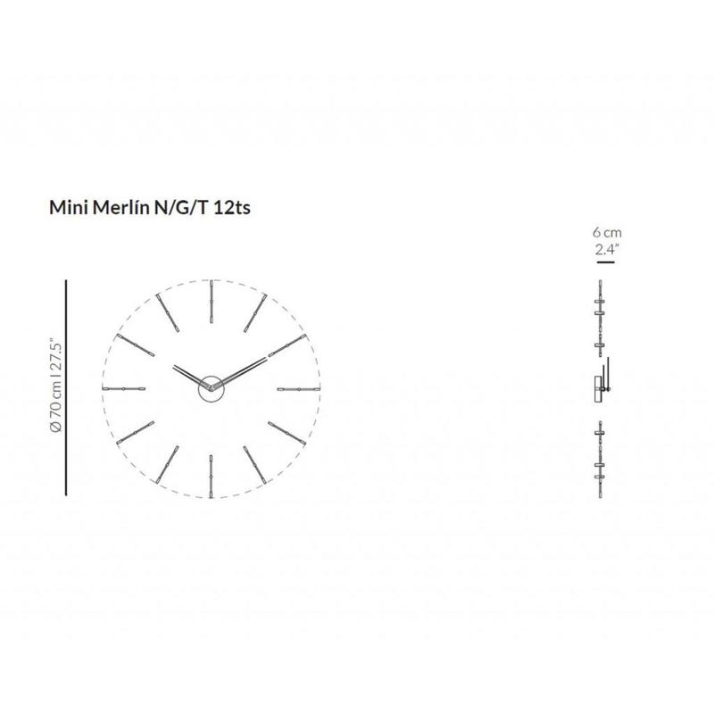 Настінний годинник Mini MERLIN 12T Graphite slide 3