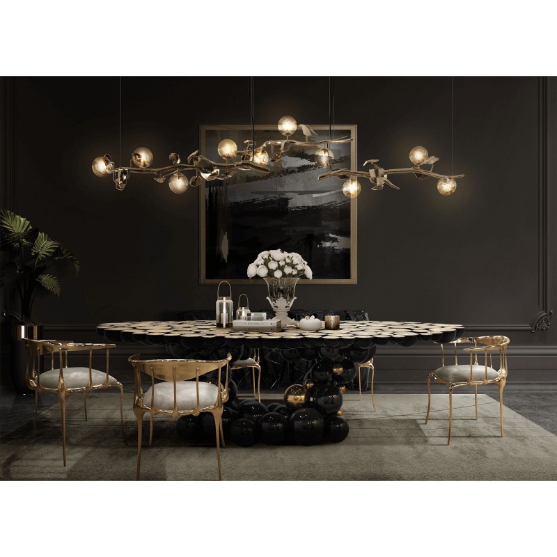 NEWTON BLACK AND GOLD DINING TABLE slide 7