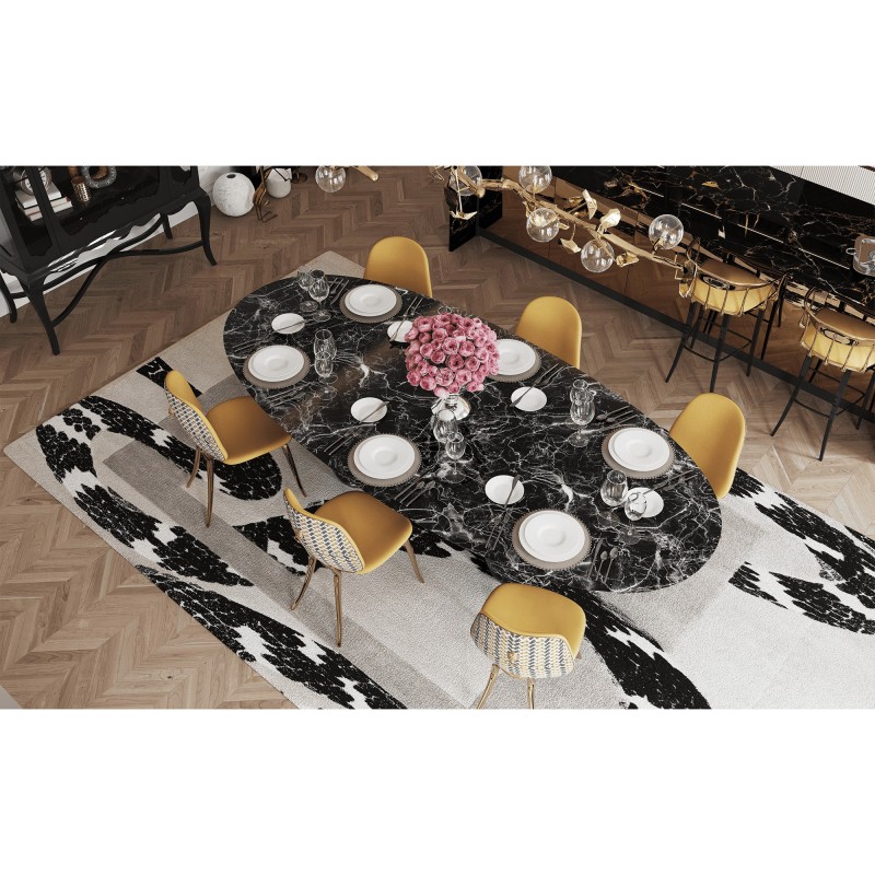 PIETRA OVAL NERO MARQUINA DINING TABLE slide 3