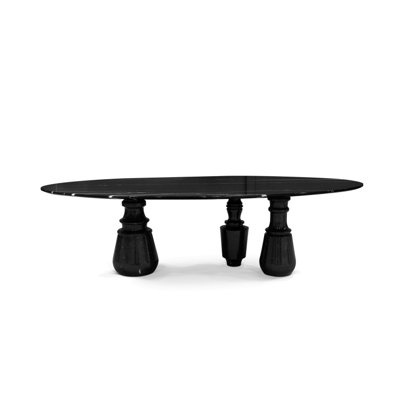 PIETRA OVAL XL NERO MARQUINA DINING TABLE