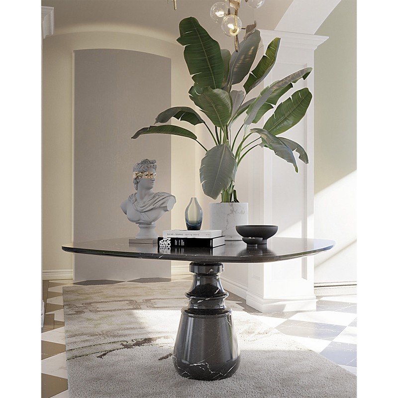 PIETRA SQUARE NERO MARQUINA DINING TABLE