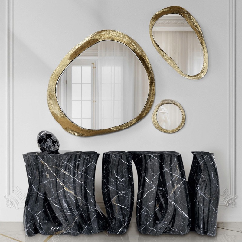 MONOCHROME FAUX-MARBLE SIDEBOARD