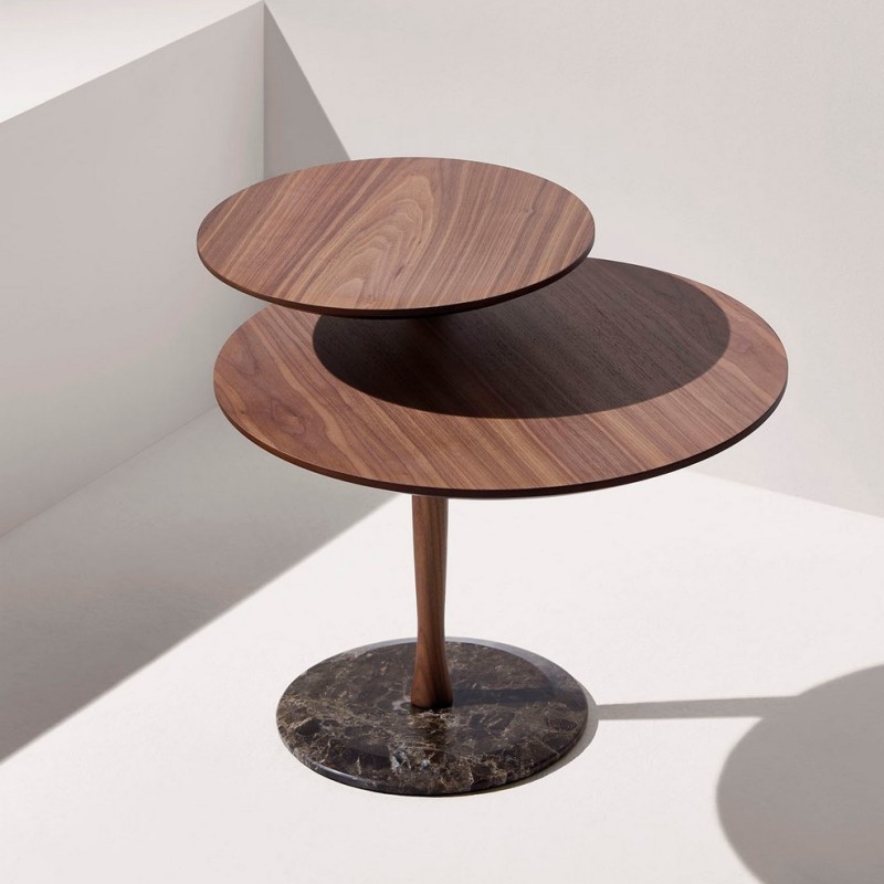 Vaivén Side Table Walnut/Emperador marble