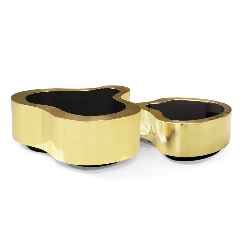 WAVE POLISHED BRASS CENTER TABLE