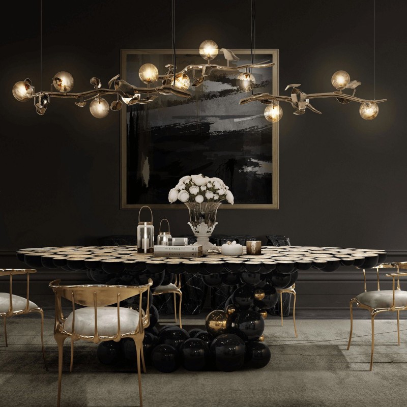 NEWTON BLACK AND GOLD DINING TABLE