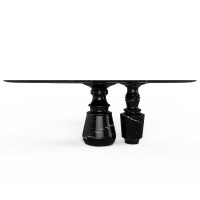 PIETRA OVAL NERO MARQUINA DINING TABLE slide 1