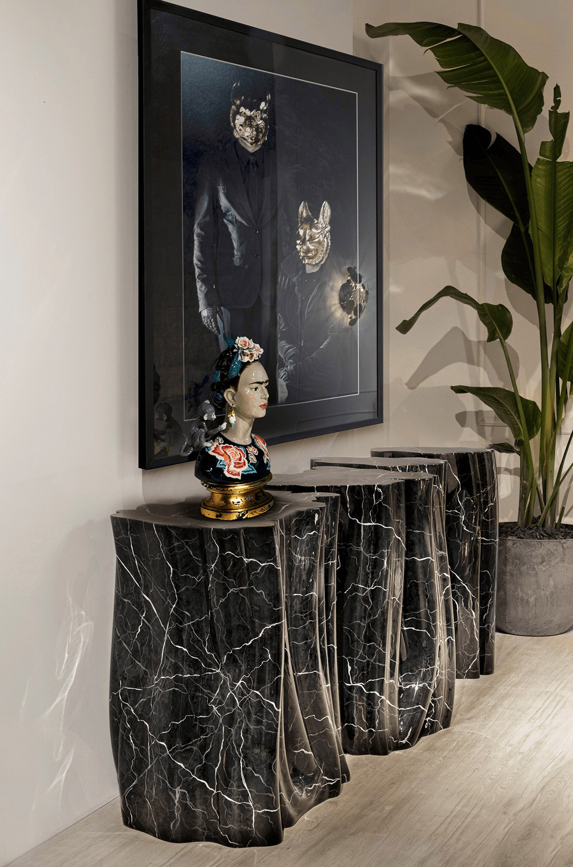 MONOCHROME FAUX-MARBLE SIDEBOARD